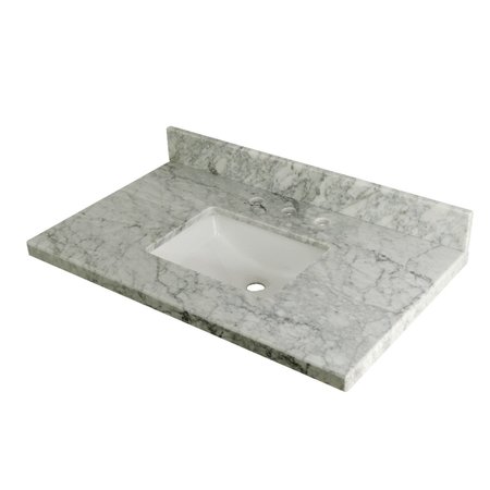 KINGSTON BRASS 36" X 22" Marble Vanity Top W/ Square Undermount Sink, Marble KVPB3622M38SQ